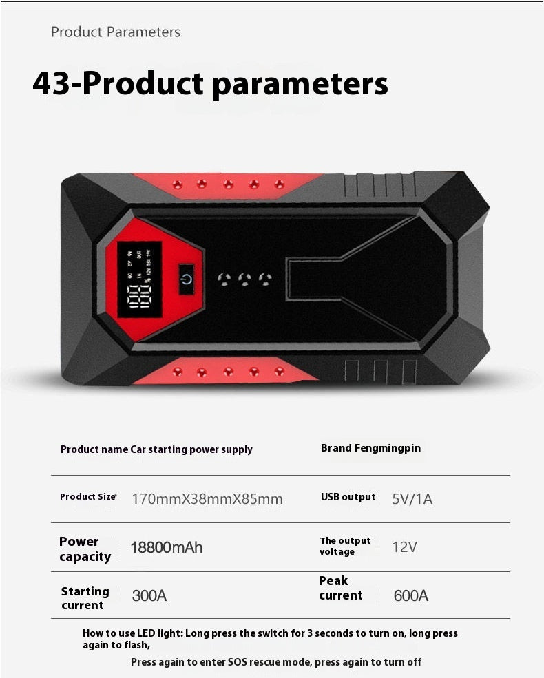 Automobile Emergency Start Power Source 12V Mobile Power Bank Large Capacity Car Battery - Bellarte Enchanté Automobile Emergency Start Power Source 12V Mobile Power Bank Large Capacity Car Battery