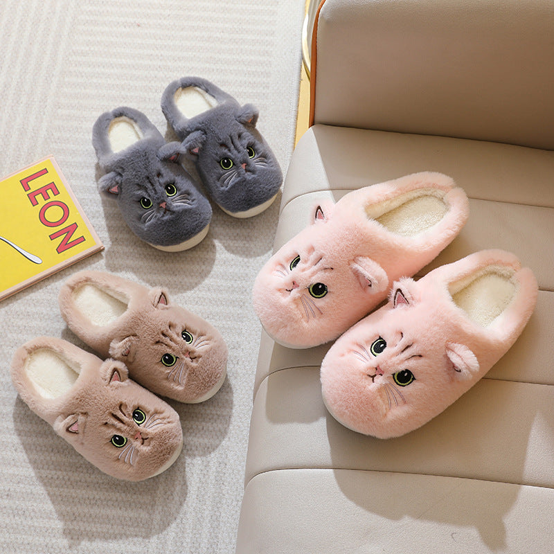 Autumn And Winter Cotton Slippers Men And Women Couple Kitty Cartoon - Bellarte Enchanté Autumn And Winter Cotton Slippers Men And Women Couple Kitty Cartoon