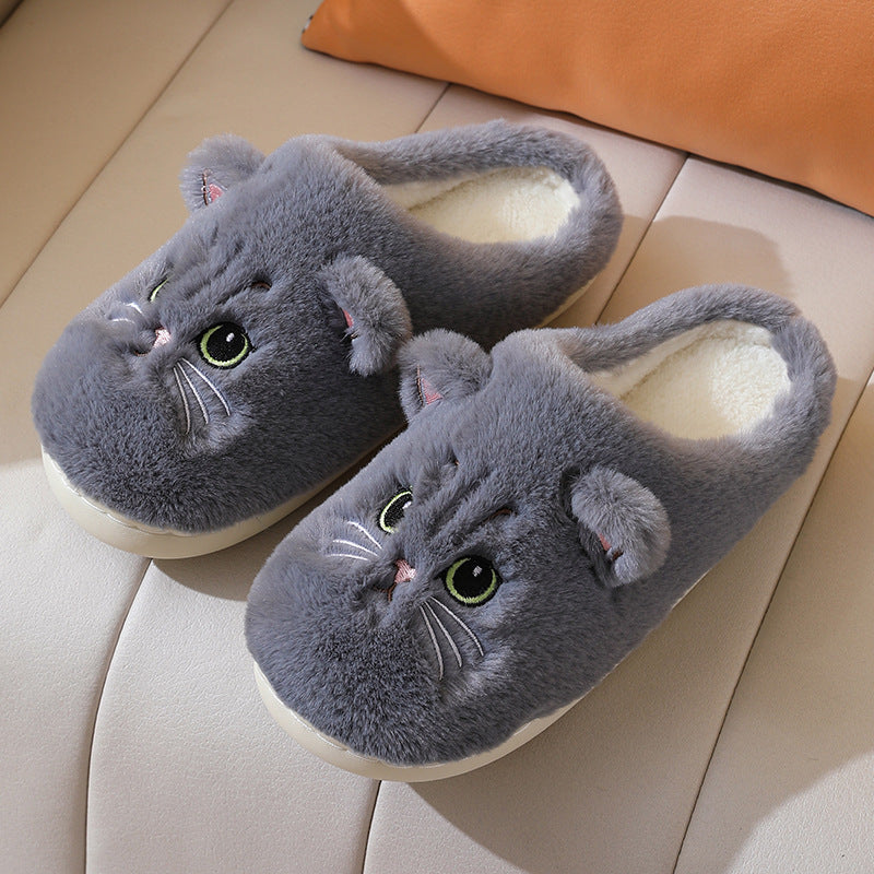Autumn And Winter Cotton Slippers Men And Women Couple Kitty Cartoon - Bellarte Enchanté Autumn And Winter Cotton Slippers Men And Women Couple Kitty Cartoon