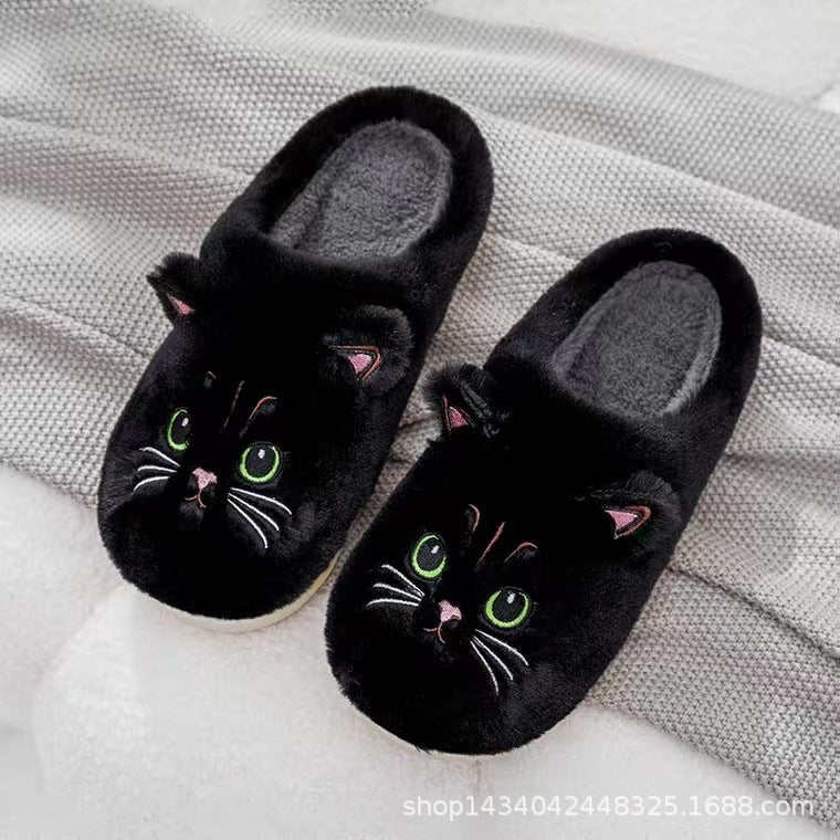 Autumn And Winter Cotton Slippers Men And Women Couple Kitty Cartoon - Bellarte Enchanté Autumn And Winter Cotton Slippers Men And Women Couple Kitty Cartoon