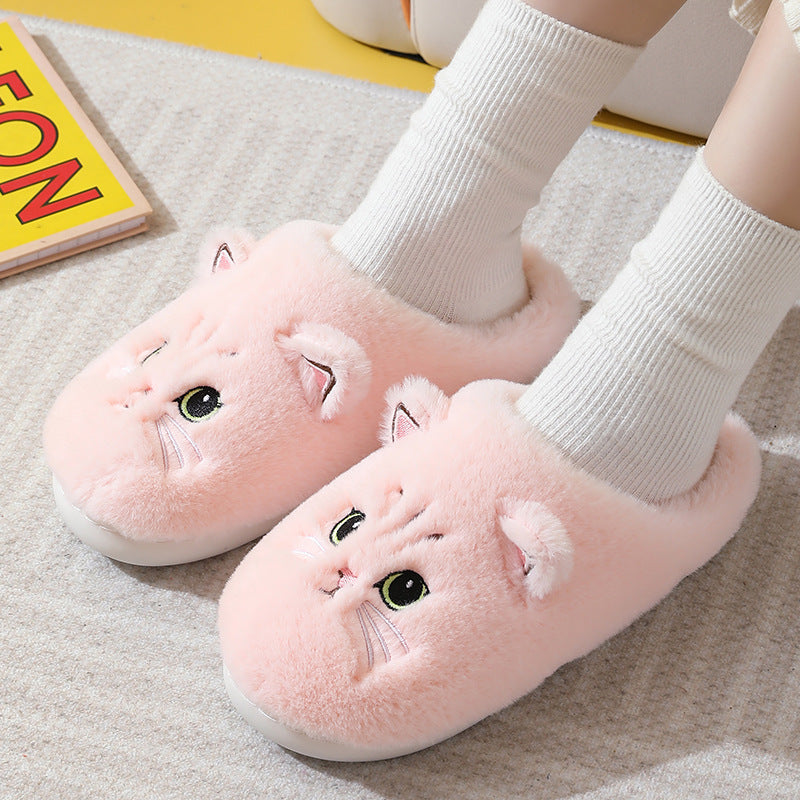 Autumn And Winter Cotton Slippers Men And Women Couple Kitty Cartoon - Bellarte Enchanté Autumn And Winter Cotton Slippers Men And Women Couple Kitty Cartoon