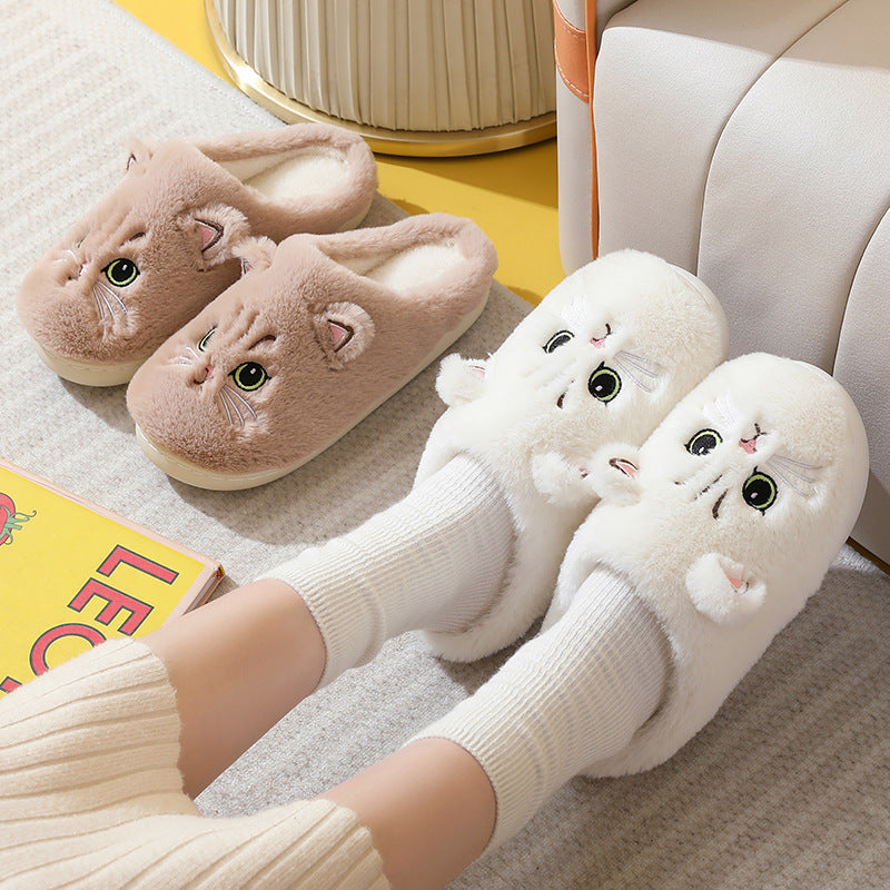 Autumn And Winter Cotton Slippers Men And Women Couple Kitty Cartoon - Bellarte Enchanté Autumn And Winter Cotton Slippers Men And Women Couple Kitty Cartoon