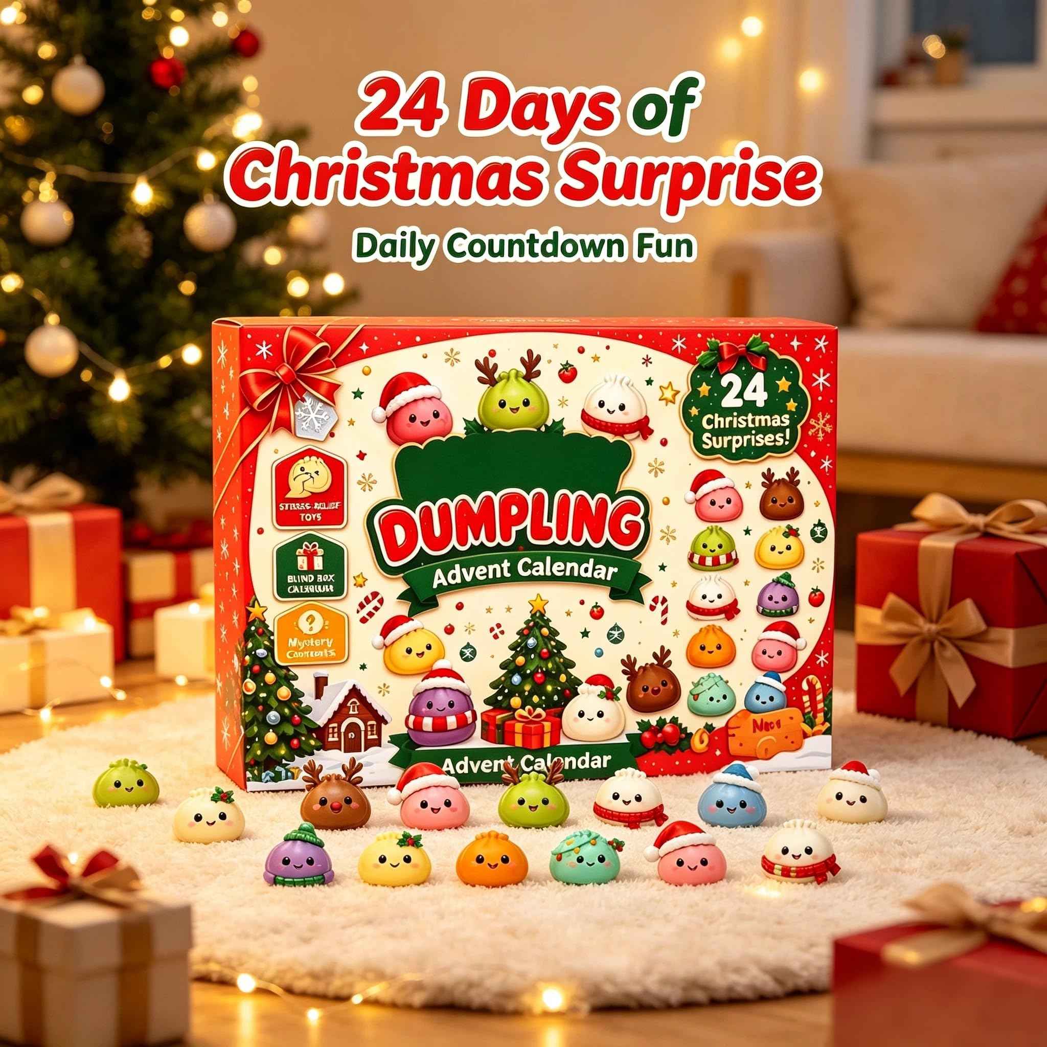Advent Calendar 2026 Countdown, Christmas Squishies For Adults 24 Adorable Mini Item Surprises Sensory Fidget Toys For  Christmas Party Favors Gift  Advent Calendar 2026