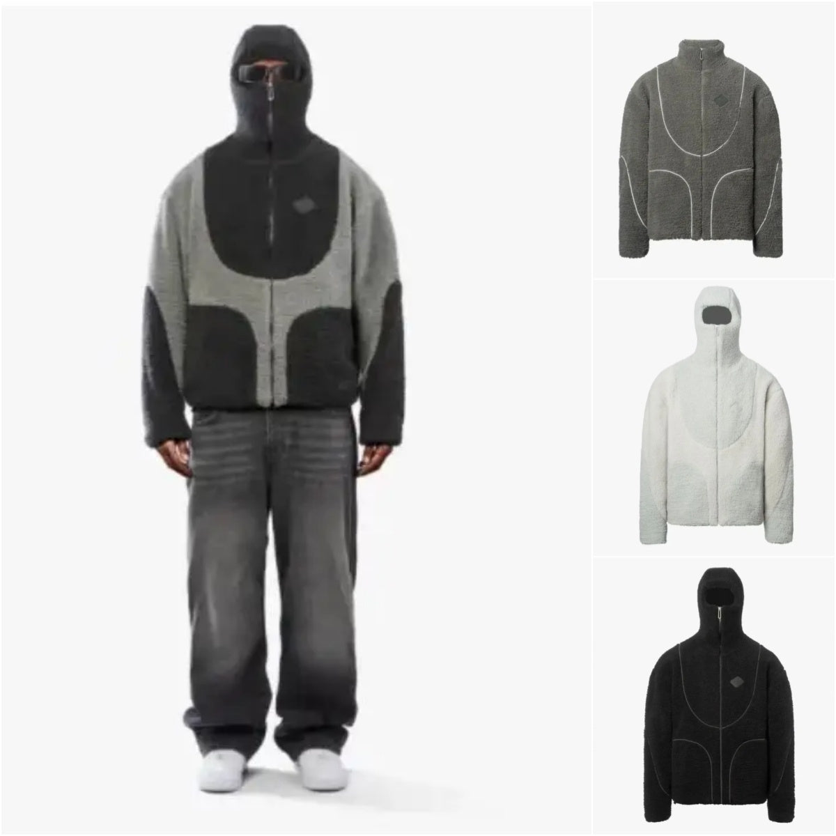 Men's Fashion Lamb Wool Hooded Zipper Coat