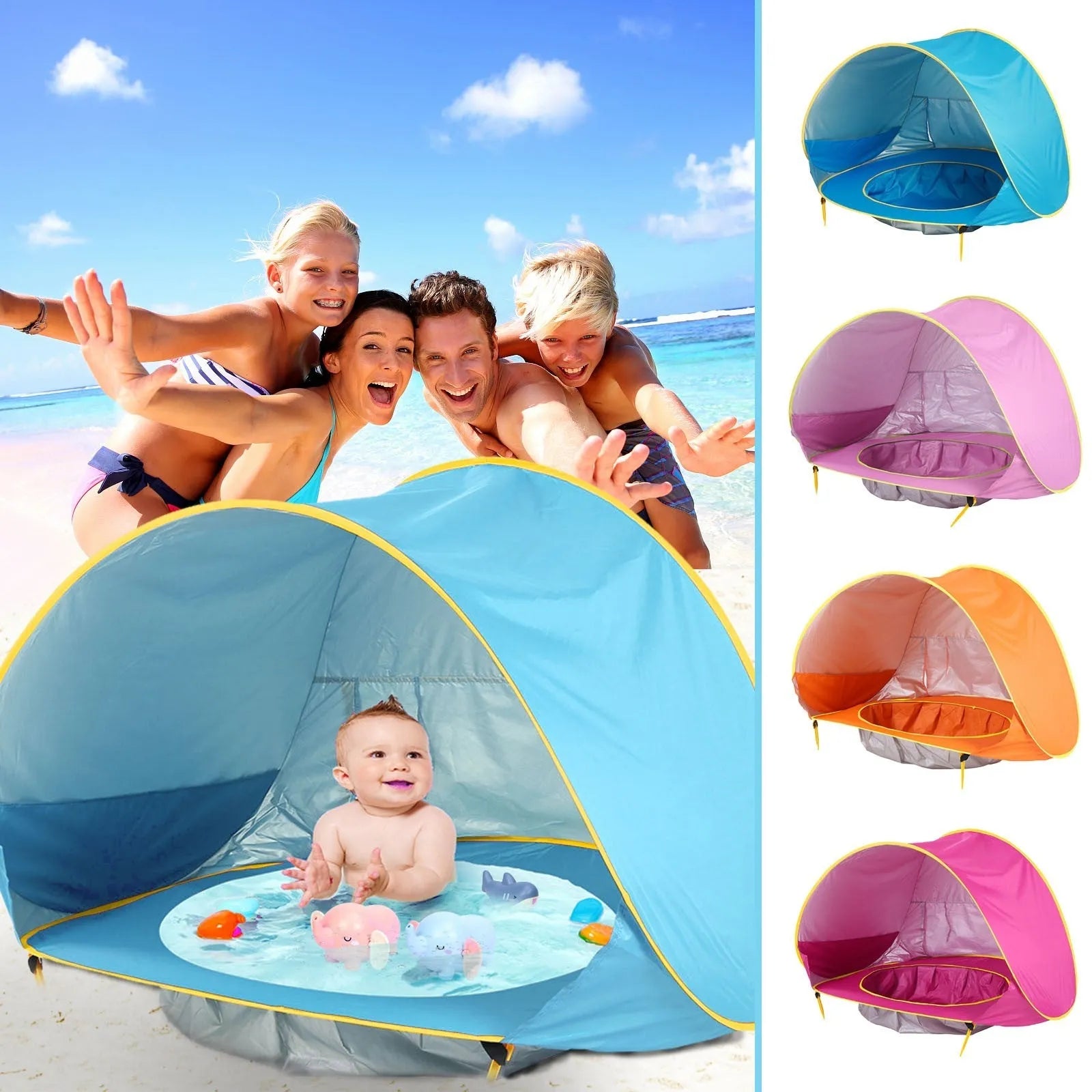 Baby Beach Tent Kids Outdoor Camping Easy Fold Up Waterproof Up Sun Awning Tent UV-protecting - Bellarte Enchanté Baby Beach Tent Kids Outdoor Camping Easy Fold Up Waterproof Up Sun Awning Tent UV-protecting