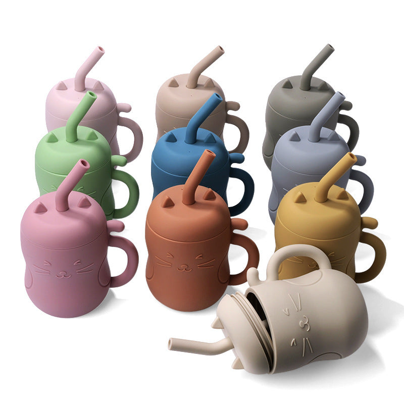 Baby No-spill Cup Silicone Cup With Straw Baby Home Eating Drinking Cup Maternal And Child Supplies - Bellarte Enchanté Baby No-spill Cup Silicone Cup With Straw Baby Home Eating Drinking Cup Maternal And Child Supplies