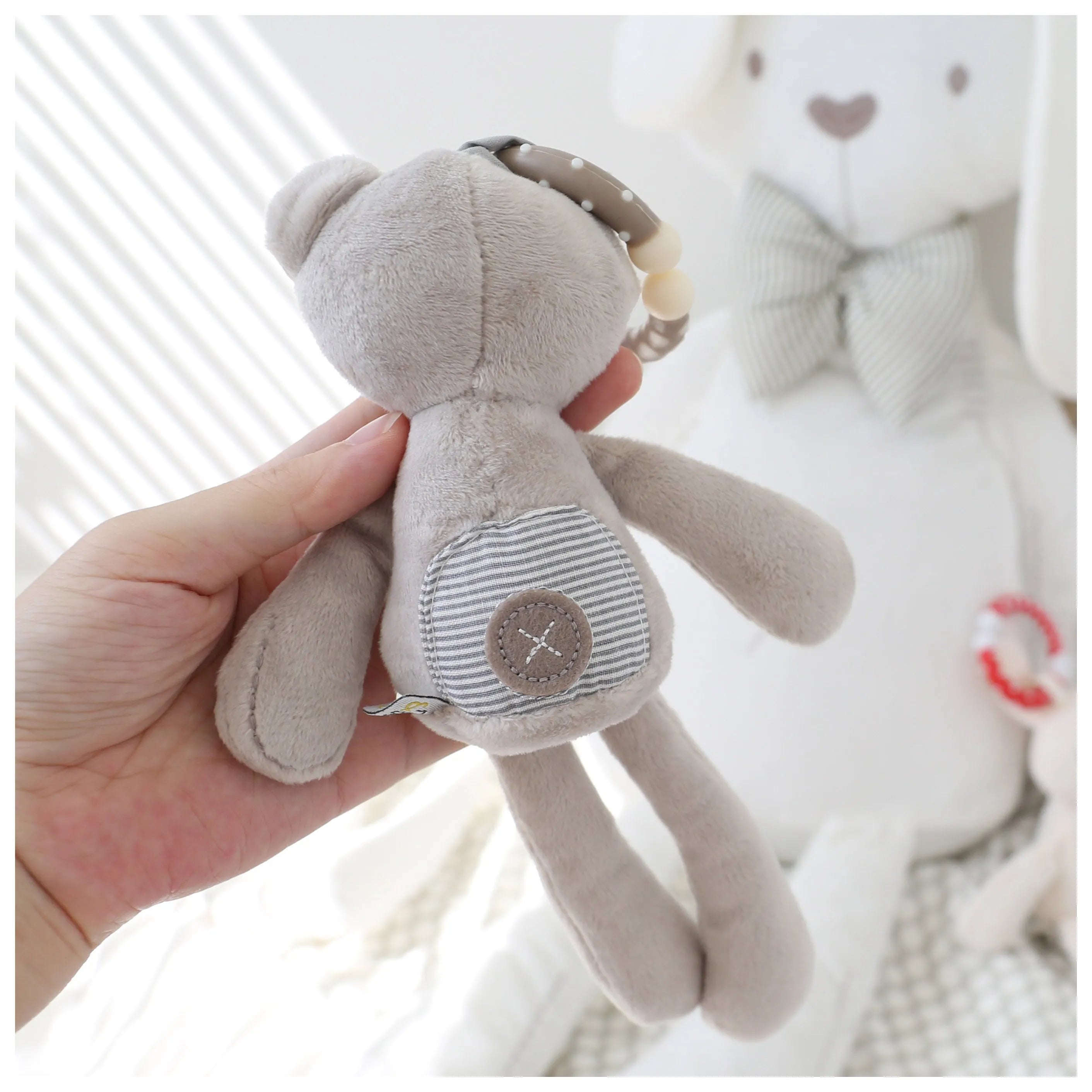 Baby Stroller Toy Bunny Bear Soft Plush Doll Rattle - Bellarte Enchanté Baby Stroller Toy Bunny Bear Soft Plush Doll Rattle
