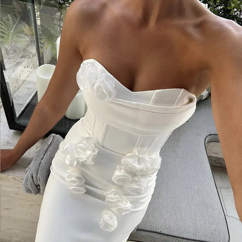 Bandage Tube Top Applique Party Dress - Bellarte Enchanté Bandage Tube Top Applique Party Dress