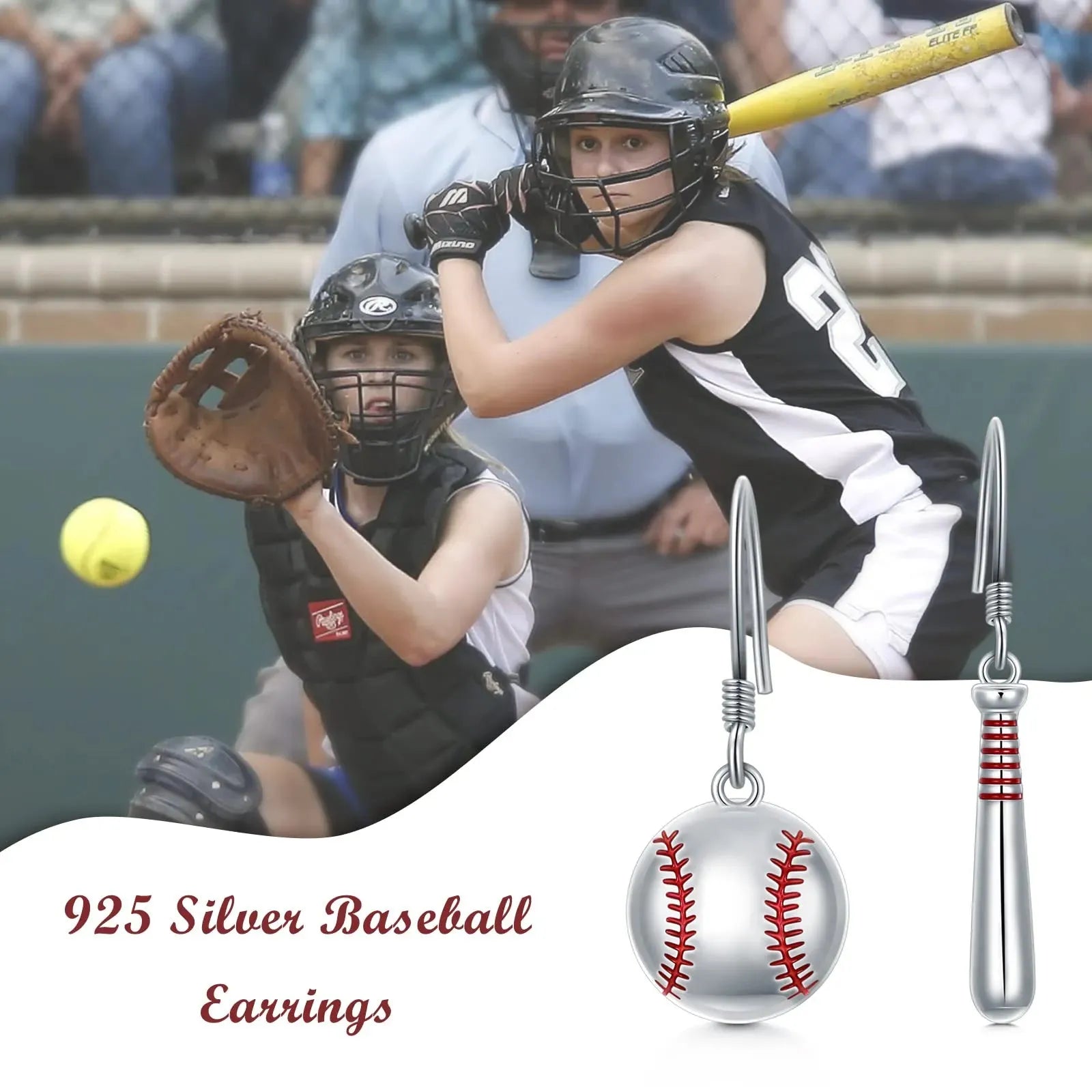 Baseball Earrings for Women Sterling Silver Baseball Bat Earrings Sport Lover Jewelry Gifts - Bellarte Enchanté Baseball Earrings for Women Sterling Silver Baseball Bat Earrings Sport Lover Jewelry Gifts