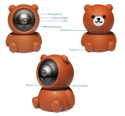 Bear Camera1080P Wifi IP Camera Auto Tracking IR Night Vision Home Security Camera - Bellarte Enchanté Bear Camera1080P Wifi IP Camera Auto Tracking IR Night Vision Home Security Camera