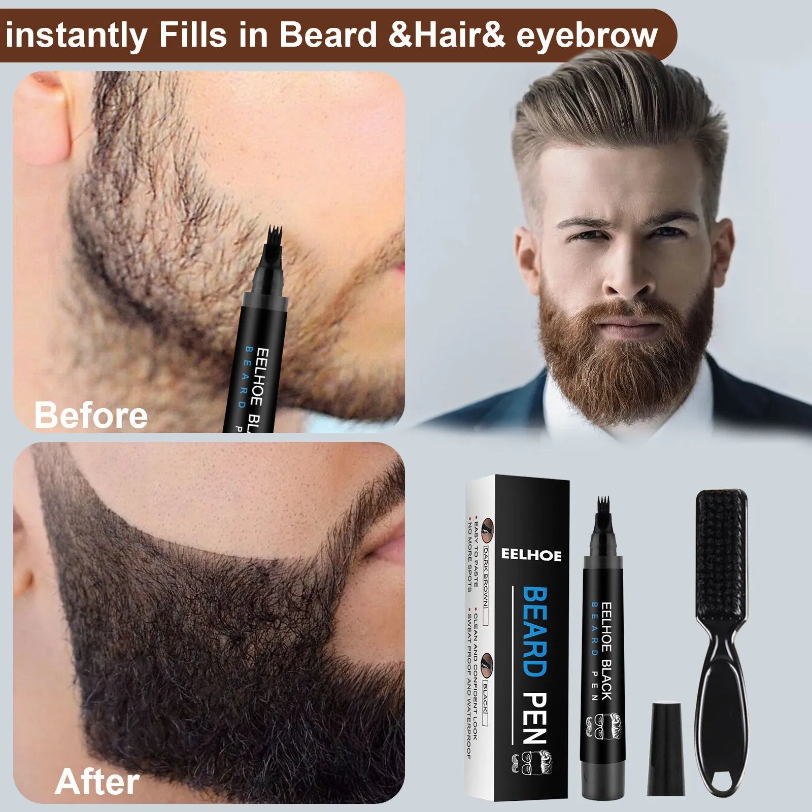 Beard Refill Pen Kit Waterproof Beard Tracing - Bellarte Enchanté Beard Refill Pen Kit Waterproof Beard Tracing