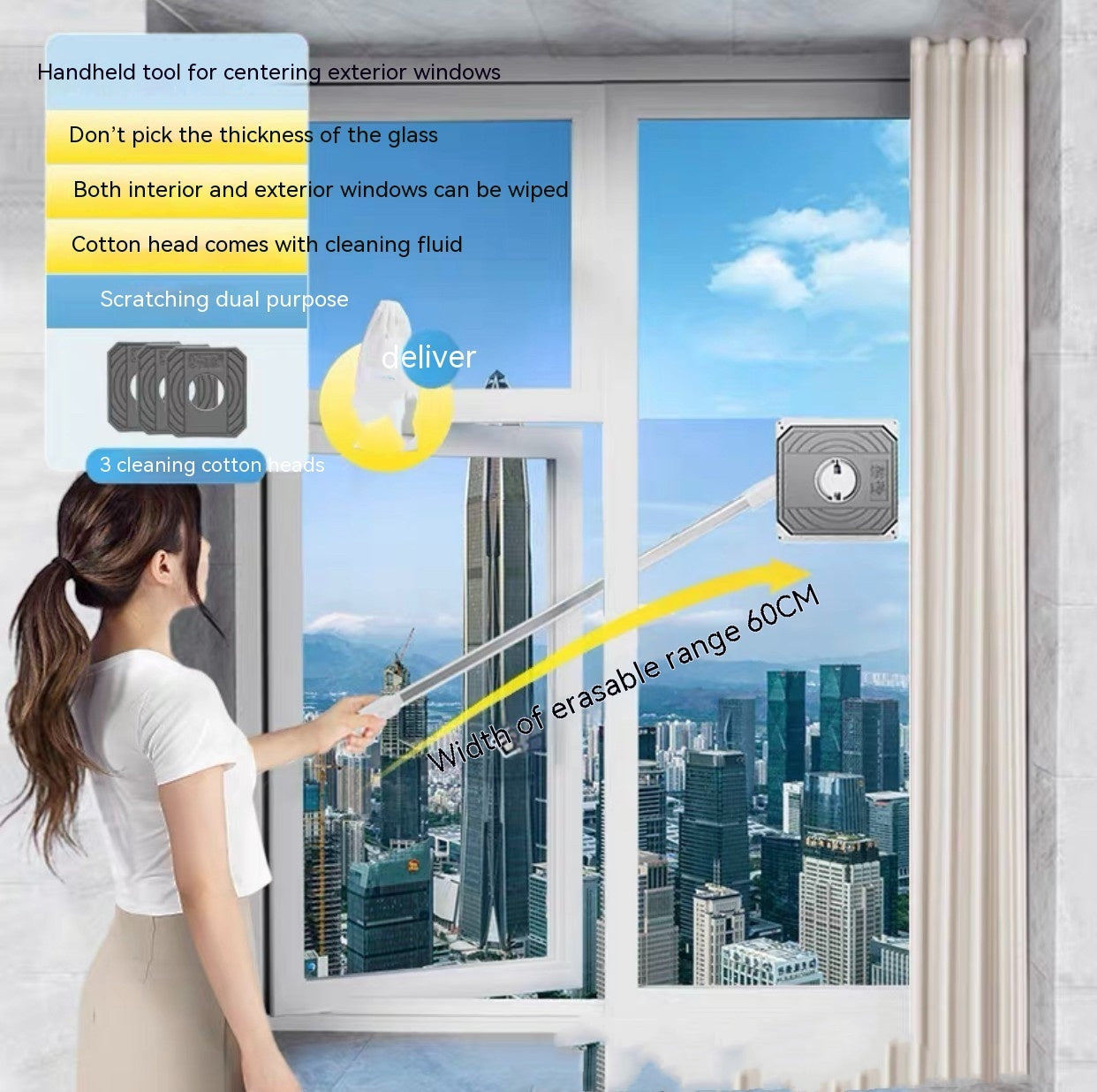 Benshang Glass Wiper High-rise Outer Window Double-sided Window Cleaner - Bellarte Enchanté Benshang Glass Wiper High-rise Outer Window Double-sided Window Cleaner