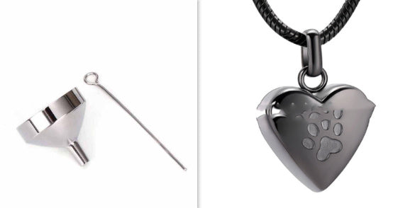 Stainless Steel Open Heart-shaped Corrosion Dog's Paw Pet Pendant Necklace