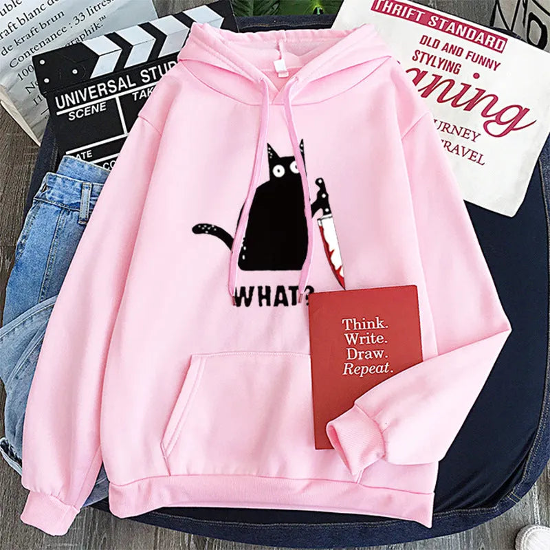 Black Cat Hooded Women's Hooded Sweatshirt - Bellarte Enchanté Black Cat Hooded Women's Hooded Sweatshirt