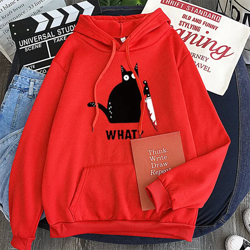 Black Cat Hooded Women's Hooded Sweatshirt - Bellarte Enchanté Black Cat Hooded Women's Hooded Sweatshirt