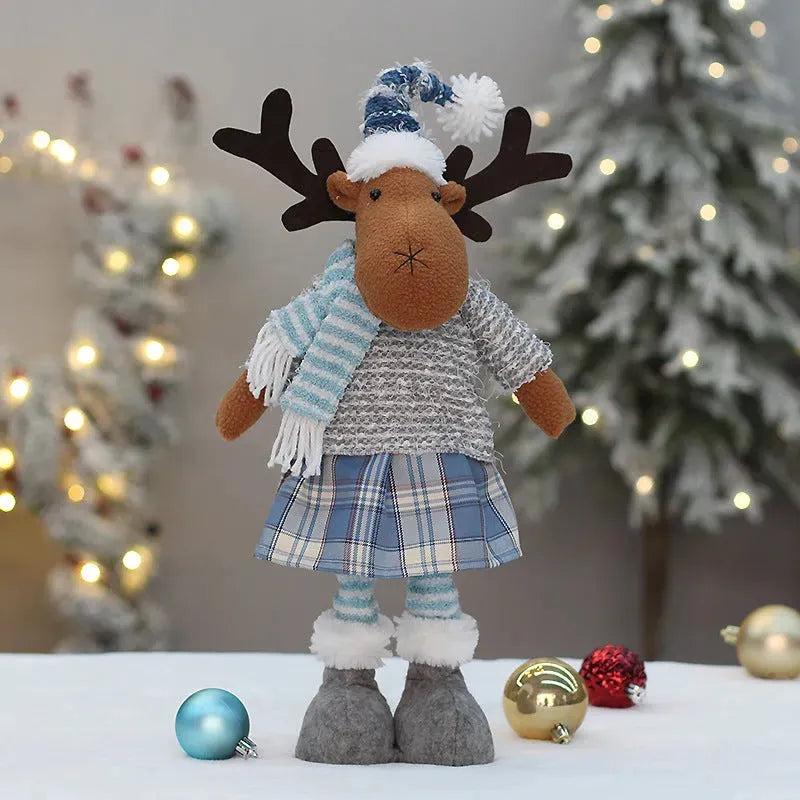 Blue Fabric Retractable Christmas Doll - Bellarte Enchanté Blue Fabric Retractable Christmas Doll