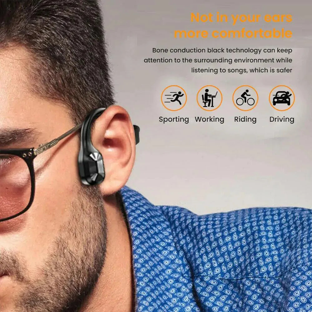 Bone Conduction Headphones Waterproof Open Ear Wireless Earbuds Bluetooth Long Playtime Sports Headset With Mic Sweatproof Premium Sound Air Conduction Earphones For Running Sports Swimming - Bellarte Enchanté Bone Conduction Headphones Waterproof Open Ear Wireless Earbuds Bluetooth Long Playtime Sports Headset With Mic Sweatproof Premium Sound Air Conduction Earphones For Running Sports Swimming
