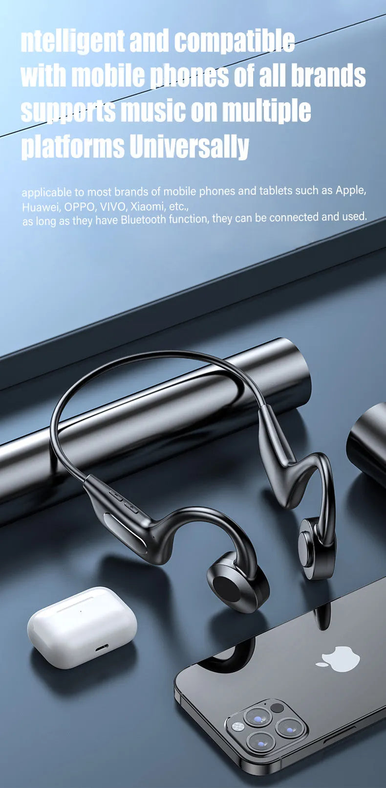 Bone Conduction Headphones Waterproof Open Ear Wireless Earbuds Bluetooth Long Playtime Sports Headset With Mic Sweatproof Premium Sound Air Conduction Earphones For Running Sports Swimming - Bellarte Enchanté Bone Conduction Headphones Waterproof Open Ear Wireless Earbuds Bluetooth Long Playtime Sports Headset With Mic Sweatproof Premium Sound Air Conduction Earphones For Running Sports Swimming
