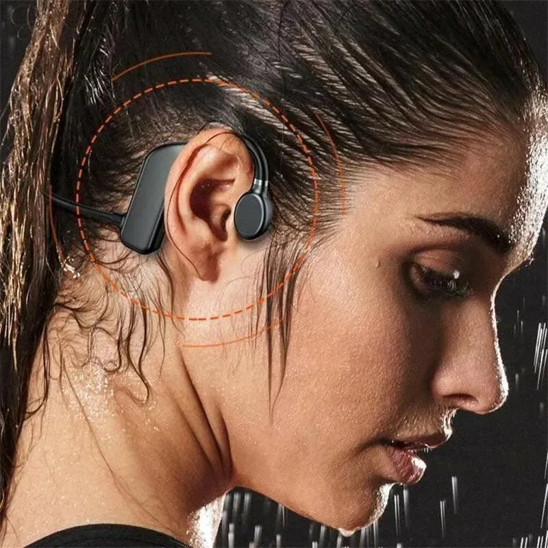 Bone Conduction Headphones Waterproof Open Ear Wireless Earbuds Bluetooth Long Playtime Sports Headset With Mic Sweatproof Premium Sound Air Conduction Earphones For Running Sports Swimming - Bellarte Enchanté Bone Conduction Headphones Waterproof Open Ear Wireless Earbuds Bluetooth Long Playtime Sports Headset With Mic Sweatproof Premium Sound Air Conduction Earphones For Running Sports Swimming