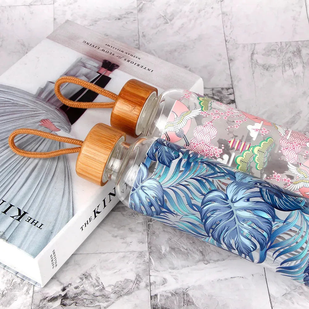 Borosilicate Glass With Bamboo Lid And Drawstring - Bellarte Enchanté Borosilicate Glass With Bamboo Lid And Drawstring