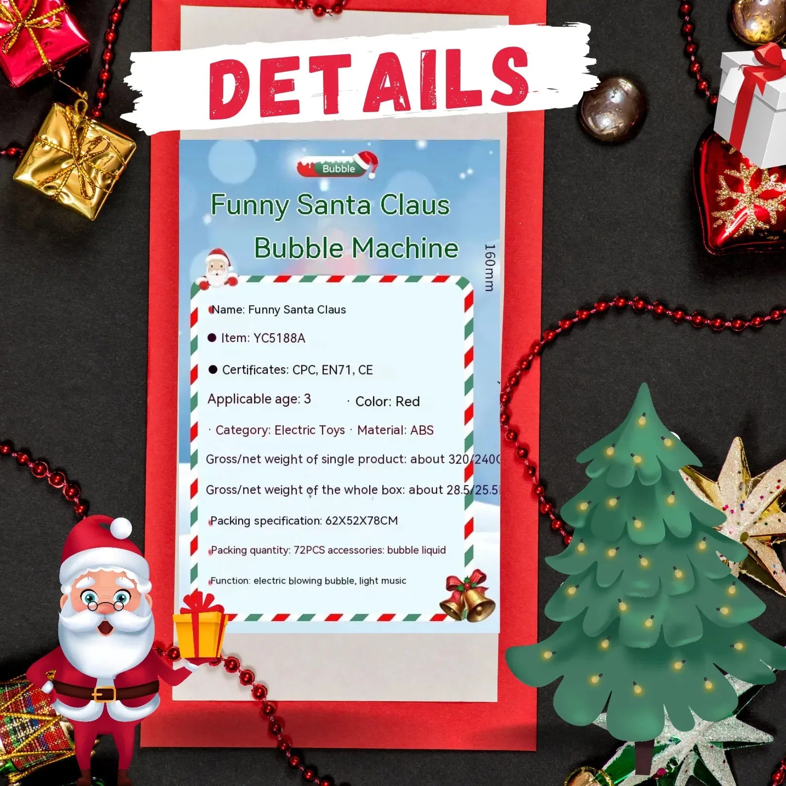🎅 Bubbling Laughter Guaranteed Electric Bubble Santa🎅 - Bellarte Enchanté 🎅 Bubbling Laughter Guaranteed Electric Bubble Santa🎅