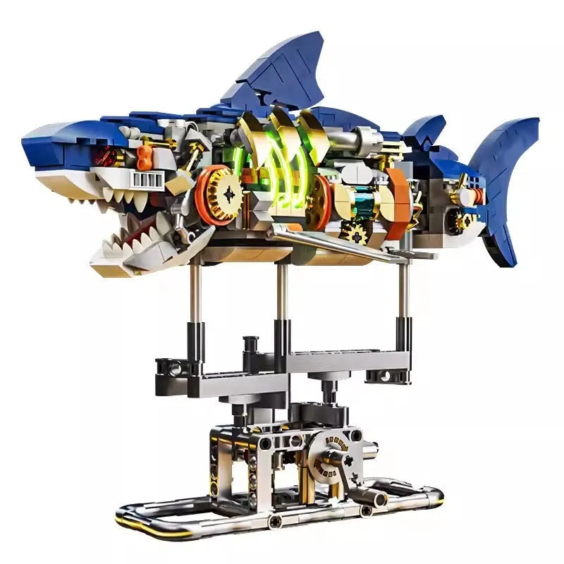 Building Blocks Semi-mechanical Shark Movable Model Parrot With Light Assembled Toys - Bellarte Enchanté Building Blocks Semi-mechanical Shark Movable Model Parrot With Light Assembled Toys