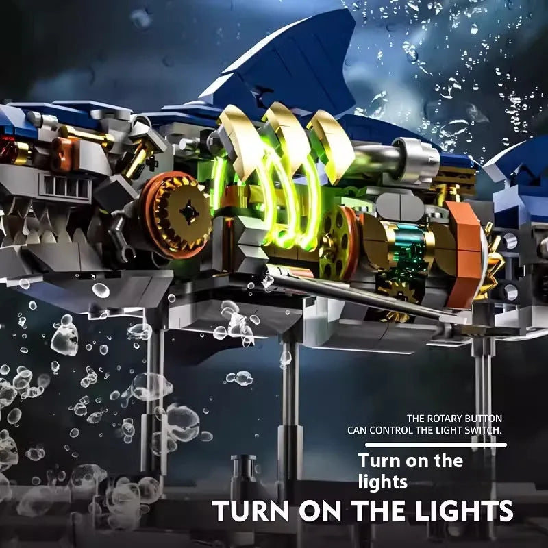 Building Blocks Semi-mechanical Shark Movable Model Parrot With Light Assembled Toys - Bellarte Enchanté Building Blocks Semi-mechanical Shark Movable Model Parrot With Light Assembled Toys