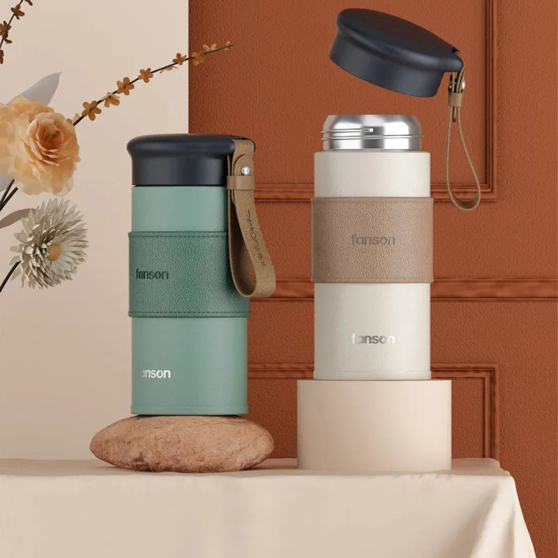 Business Leather Case Insulation 330mL Leather Grain Stainless Steel Cup - Bellarte Enchanté Business Leather Case Insulation 330mL Leather Grain Stainless Steel Cup