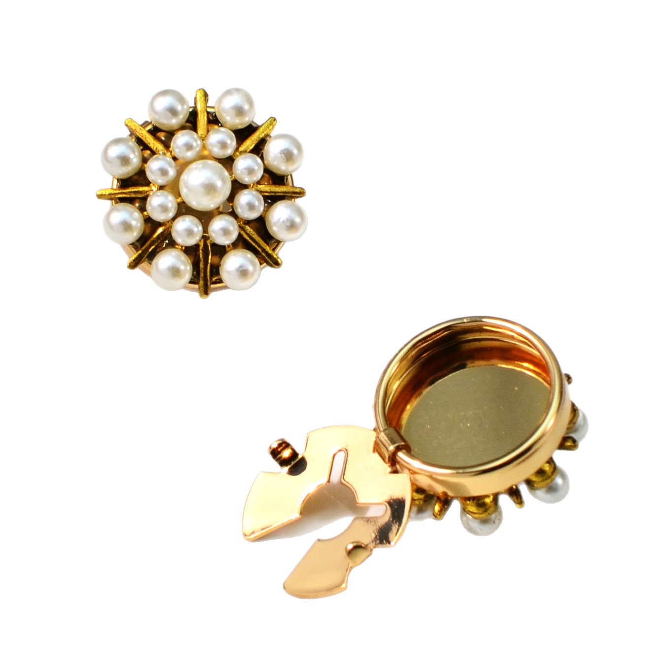Cufflink Fashion Brooch Clasp Pearl Rhinestone
