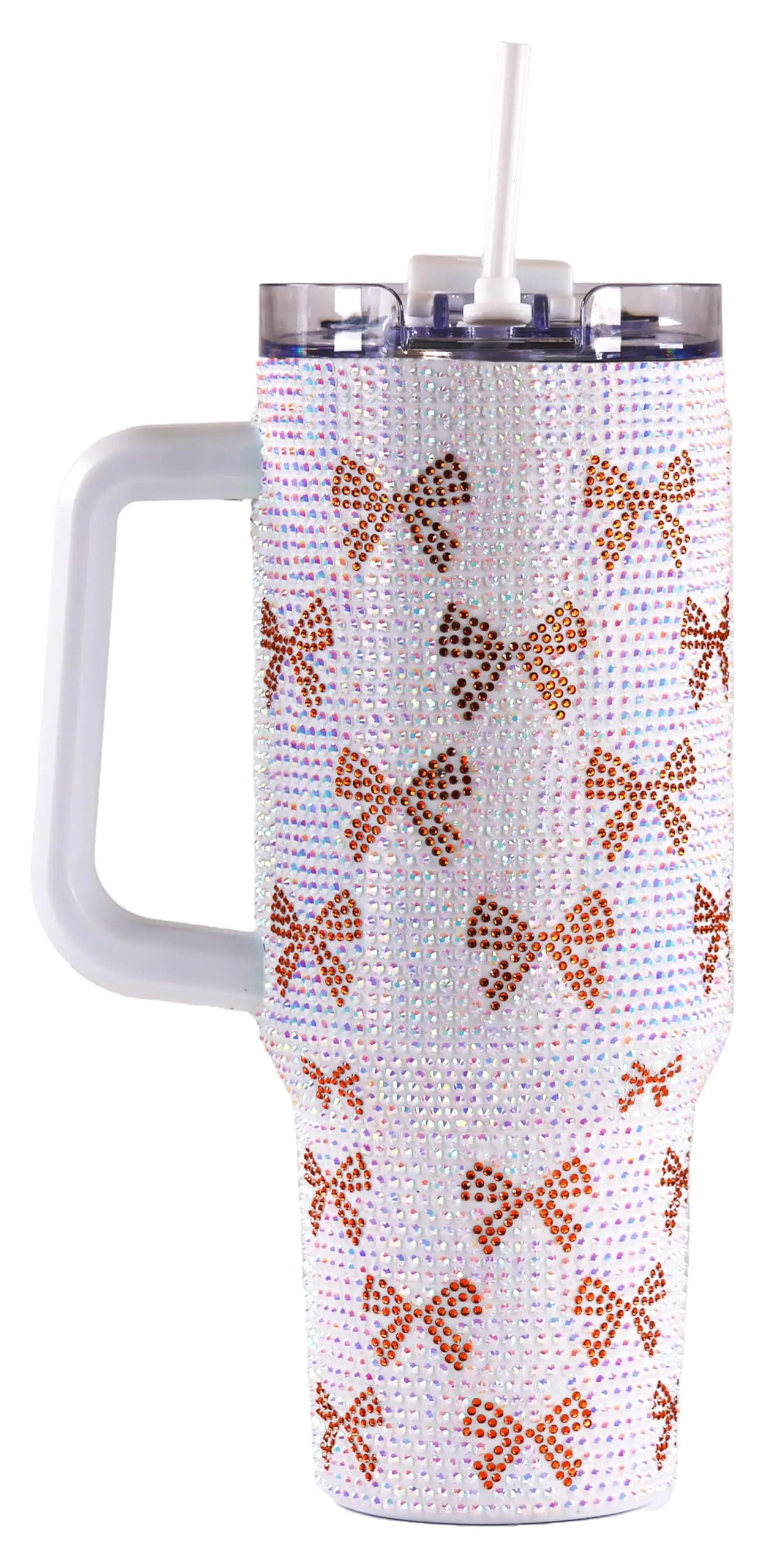 Simply Southern | 40 oz Tumbler with Straw and Lid | Insulated Cup Reusable Stainless Steel Water Bottle Travel Mug Cupholder Friendly | Gifts for Women (Sequined -Bow White)