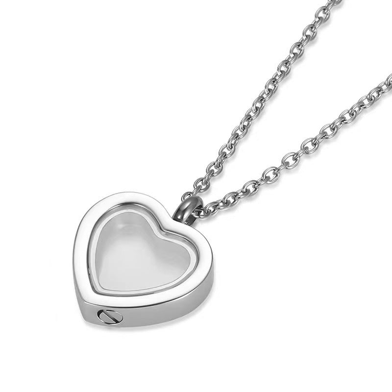 Peach Heart Four-color Cremains Pendant Openable Glass Photo Frame