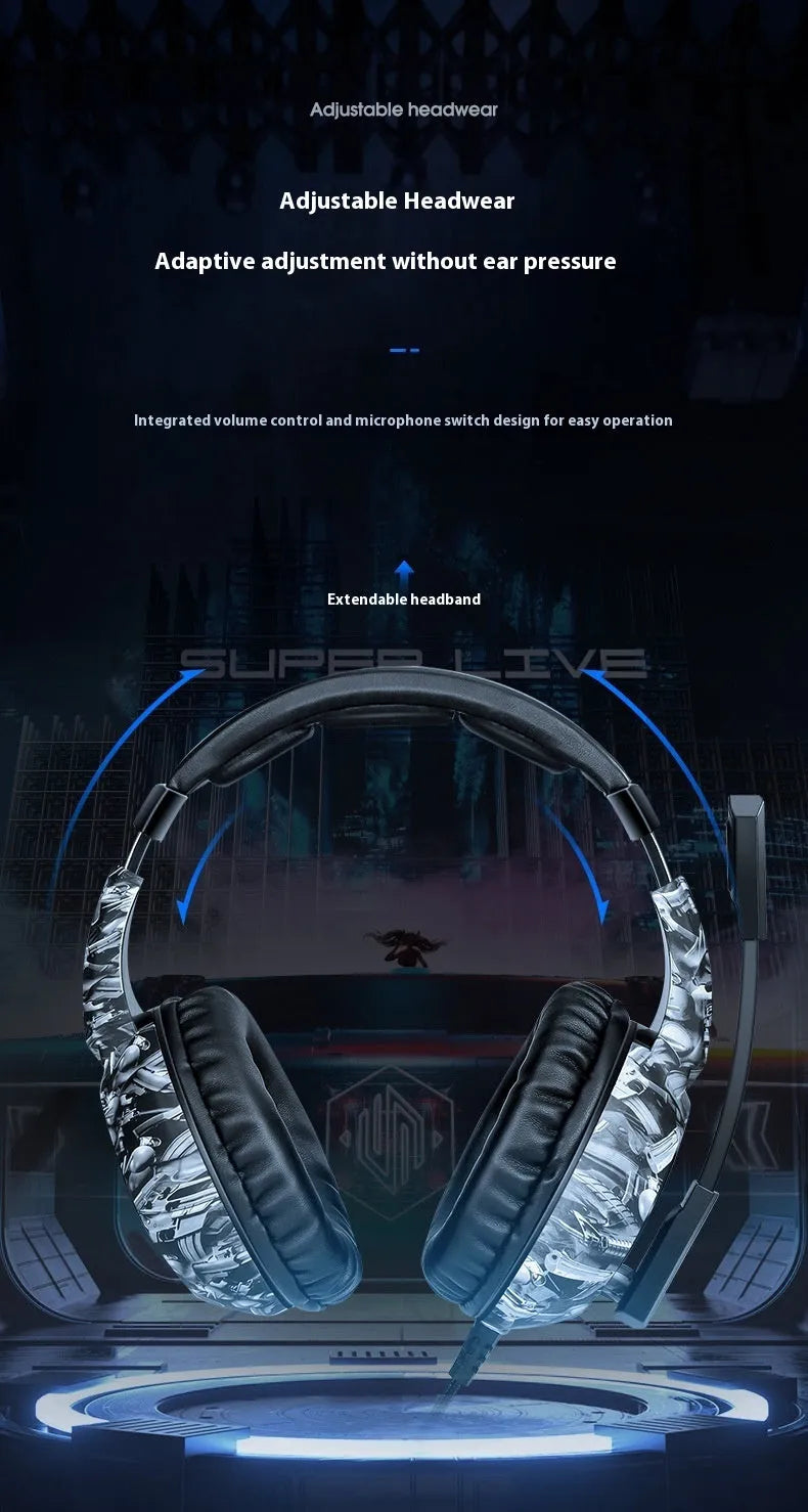 Camouflage Color Head-mounted RGB Computer Wired Bass Gaming Headset For E-sports - Bellarte Enchanté Camouflage Color Head-mounted RGB Computer Wired Bass Gaming Headset For E-sports