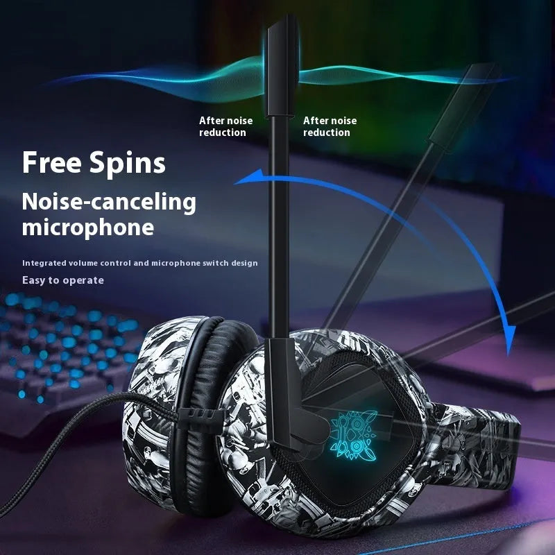 Camouflage Color Head-mounted RGB Computer Wired Bass Gaming Headset For E-sports - Bellarte Enchanté Camouflage Color Head-mounted RGB Computer Wired Bass Gaming Headset For E-sports