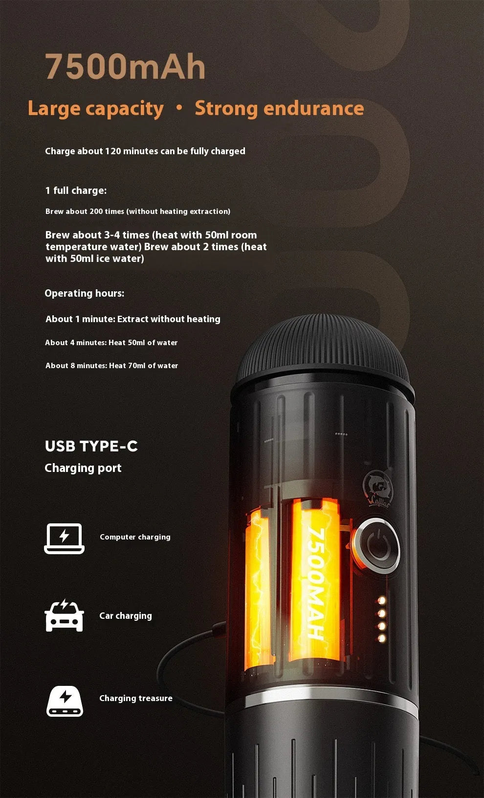 Car USB Charging Wireless Heating Extraction Capsule Coffee Machine - Bellarte Enchanté Car USB Charging Wireless Heating Extraction Capsule Coffee Machine