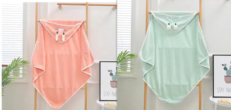 Cartoon Bath Towel Cloak Embroidered Quilt Coral Velvet - Bellarte Enchanté Cartoon Bath Towel Cloak Embroidered Quilt Coral Velvet