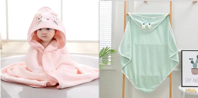 Cartoon Bath Towel Cloak Embroidered Quilt Coral Velvet - Bellarte Enchanté Cartoon Bath Towel Cloak Embroidered Quilt Coral Velvet