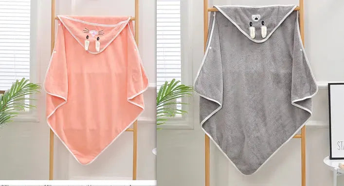 Cartoon Bath Towel Cloak Embroidered Quilt Coral Velvet - Bellarte Enchanté Cartoon Bath Towel Cloak Embroidered Quilt Coral Velvet