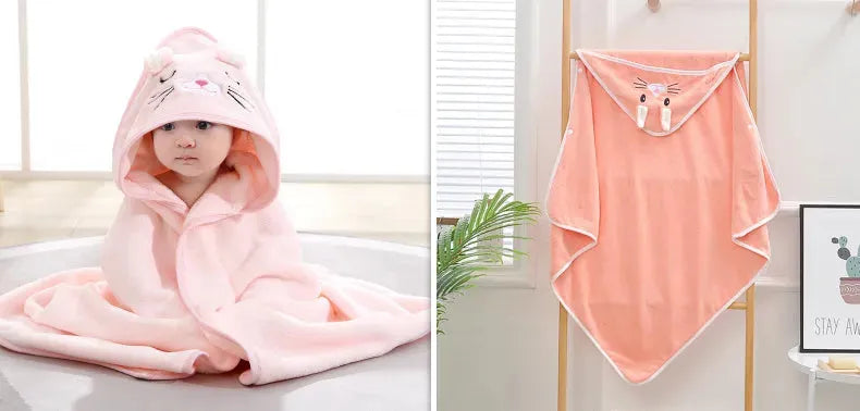 Cartoon Bath Towel Cloak Embroidered Quilt Coral Velvet - Bellarte Enchanté Cartoon Bath Towel Cloak Embroidered Quilt Coral Velvet