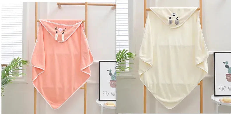 Cartoon Bath Towel Cloak Embroidered Quilt Coral Velvet - Bellarte Enchanté Cartoon Bath Towel Cloak Embroidered Quilt Coral Velvet