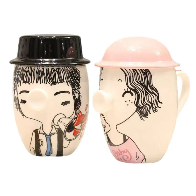 Cartoon Ceramic Creative Mug With Lid - Bellarte Enchanté Cartoon Ceramic Creative Mug With Lid
