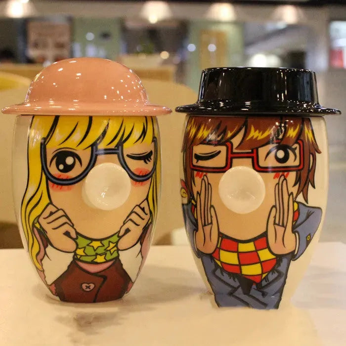 Cartoon Ceramic Creative Mug With Lid - Bellarte Enchanté Cartoon Ceramic Creative Mug With Lid