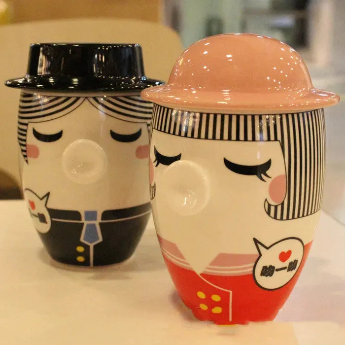Cartoon Ceramic Creative Mug With Lid - Bellarte Enchanté Cartoon Ceramic Creative Mug With Lid