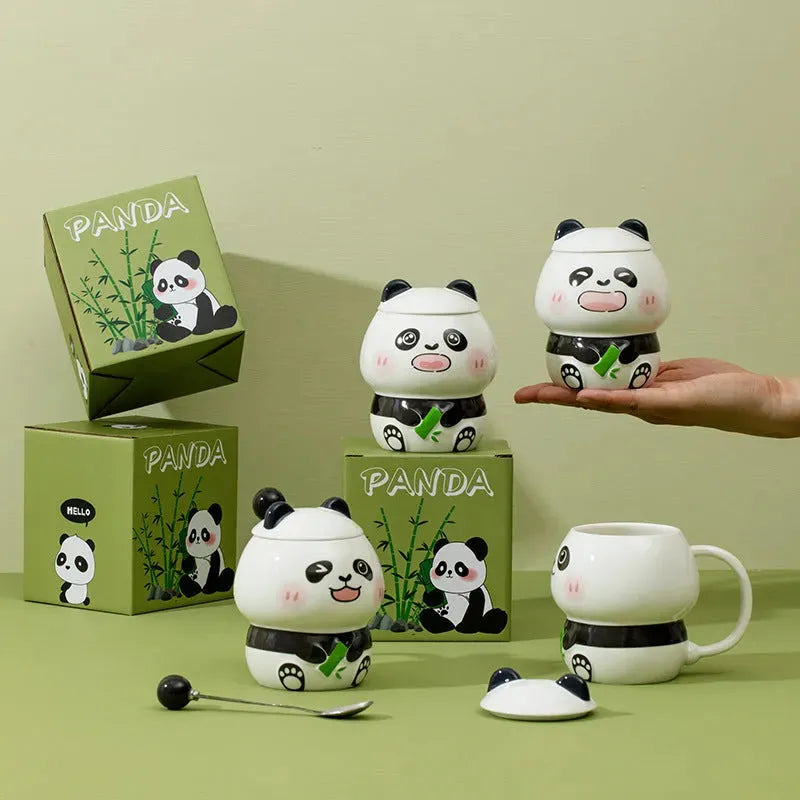 Cartoon Embossed Panda Mug Ceramic - Bellarte Enchanté Cartoon Embossed Panda Mug Ceramic