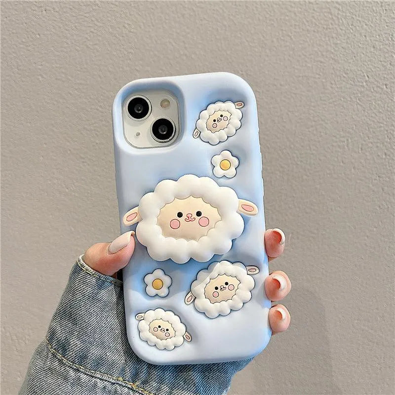 Cartoon Sheep Stand Phone Case - Bellarte Enchanté Cartoon Sheep Stand Phone Case