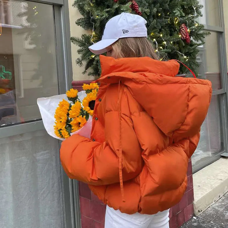 Casual Short-breasted Hooded Long-sleeved Cotton Jacket - Bellarte Enchanté Casual Short-breasted Hooded Long-sleeved Cotton Jacket