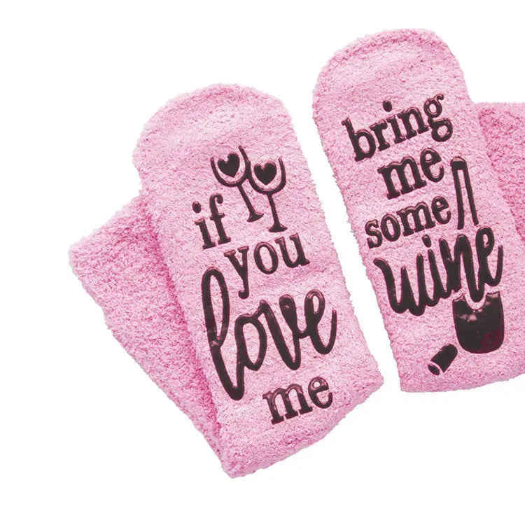 Casual Women's Letter Printed Coral Fleece Cake Socks - Bellarte Enchanté Casual Women's Letter Printed Coral Fleece Cake Socks