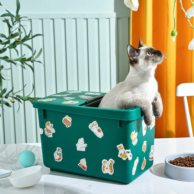 Cat Dog Food Storage Bucket Food Bucket Storage Box - Bellarte Enchanté Cat Dog Food Storage Bucket Food Bucket Storage Box