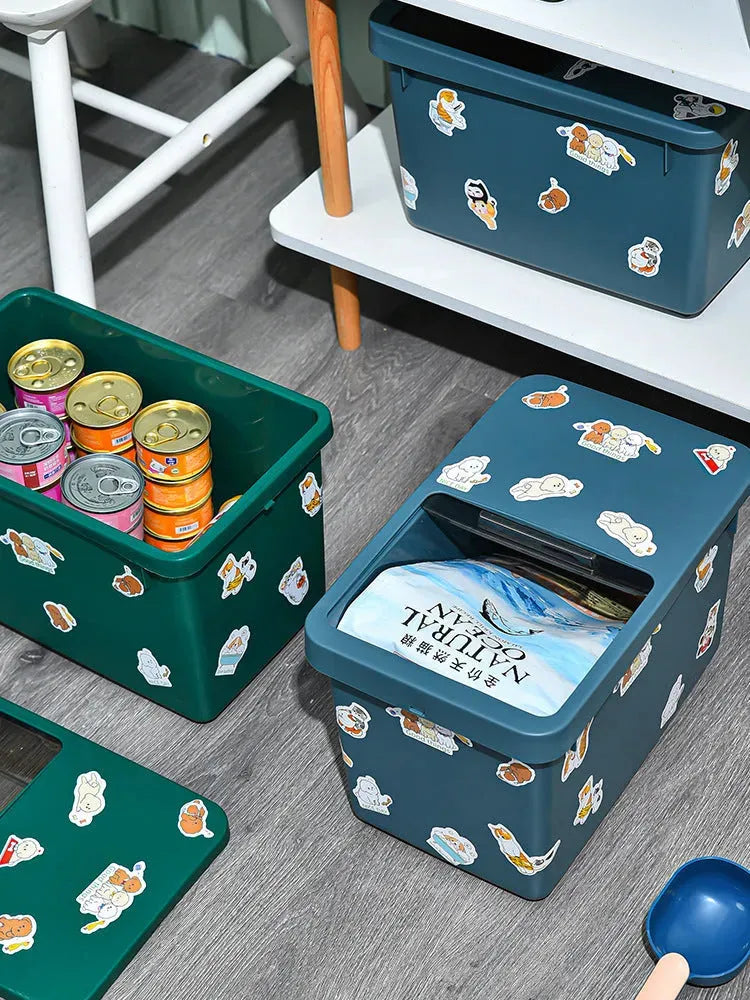 Cat Dog Food Storage Bucket Food Bucket Storage Box - Bellarte Enchanté Cat Dog Food Storage Bucket Food Bucket Storage Box