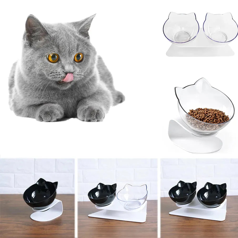 Cat Double Bowl Cat Food Bowl Protects Cervical Vertebra - Bellarte Enchanté Cat Double Bowl Cat Food Bowl Protects Cervical Vertebra