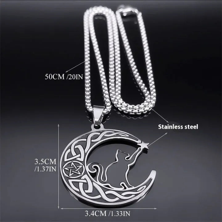 Cat Moon Cartoon Pendant Personality C- Shaped Cute Moon Cat Necklace - Bellarte Enchanté Cat Moon Cartoon Pendant Personality C- Shaped Cute Moon Cat Necklace